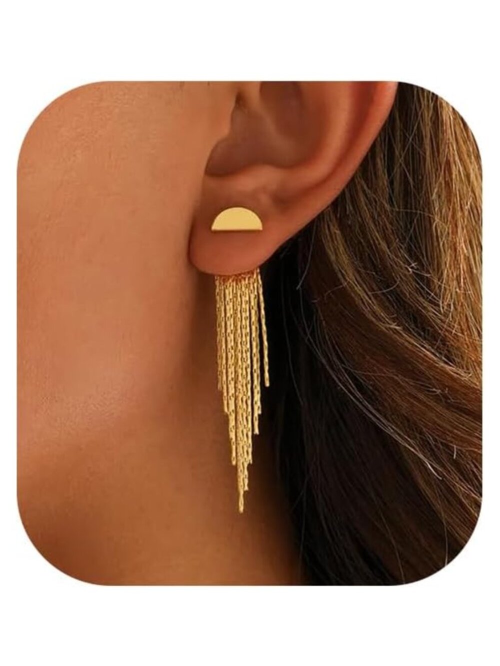 14K Gold Plated Tassel Dangle Drop Earrings Pearl Women Wedding Jewelry